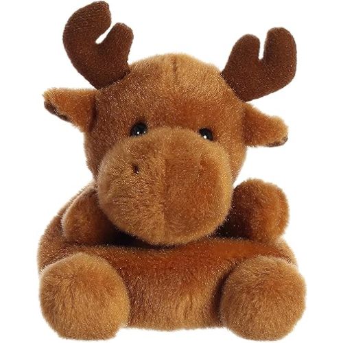 Aurora® Adorable Palm Pals™ Cinnamon Moose™ Stuffed Animal - Fun Collectible Plush for Kids and Adult Collectors - Perfect for Decorating Rooms and Birthday Gifts - Brown 4.5 Inches