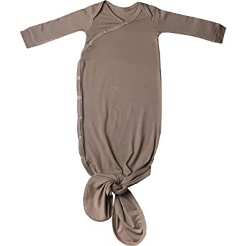 Copper Pearl Baby Gown - Knotted Newborn Sleepers for Baby Boy and Girl, Soft Stretchy Long Sleeve Infant Gowns with Bottom Tie and Hand Mittens, Perfect Hospital Coming Home Outfit (Gobi)