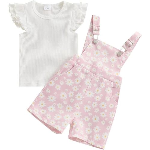 Kids Baby Girl Summer Clothes T-Shirt Tops Suspender Overalls Shorts Toddler Infant Outfit