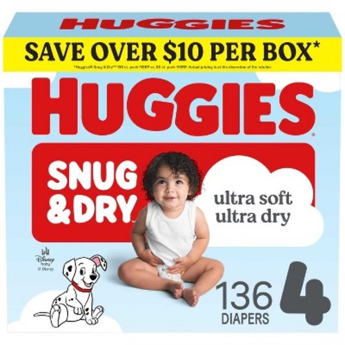 Huggies Snug & Dry Ultra Soft Diapers   - Size 4 - 136ct