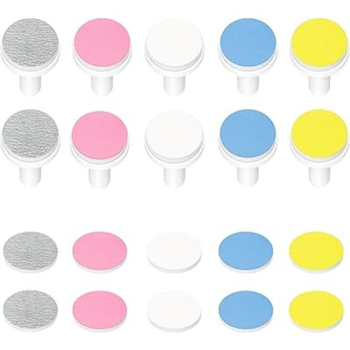 COSLUS Original C50 Baby Electric Nail File Replacement Pads, 10 Grinding Heads + 10 Buffer Pads, Gentle, Safe for Sleep Time Grinding, Baby Nail Trimmer Accessory Set for Newborn, Infant & Toddler