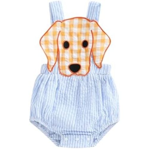 Unisex Baby Girl Boy Dog Clothes Striped Romper Cute Sleeveless Overalls Bodysuit Casual Animal Outfits