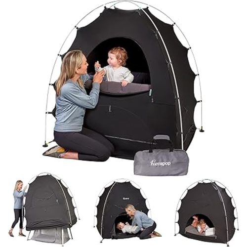 Hiccapop Daydreamer Blackout Tent for Pack and Play, Patented Portable Crib Tent, Blackout Canopy Crib Cover, Sleep Pod for Kids