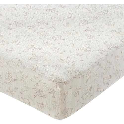 Lambs & Ivy Signature Organic Cotton Muslin Bunny Fitted Crib/Toddler Sheet