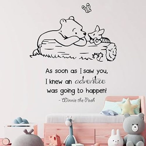 Winnie Pooh - As Soon As I Saw You Quote Baby Room Wall Decal- Decal for Baby's Room- Quote Mural Decal (Wide 22" x 26" Height)