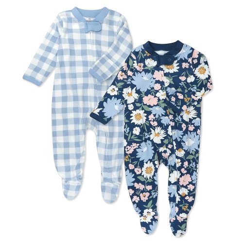 HonestBaby Baby Girls' Sleep N' Play One-Piece Zip-Front Footed Pajamas