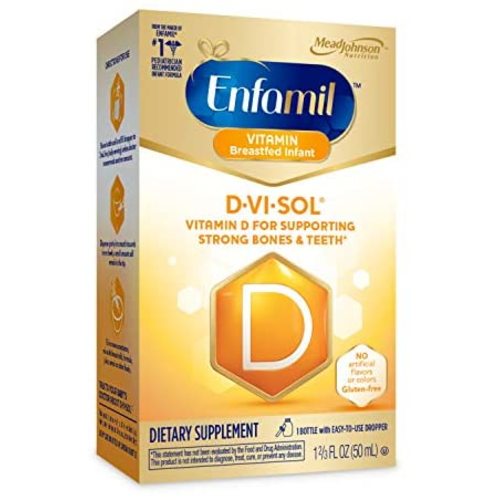 Enfamil D-Vi-Sol Vitamin D Supplement Drops for Infants 50 mL Dropper Bottle (Packaging May Vary)