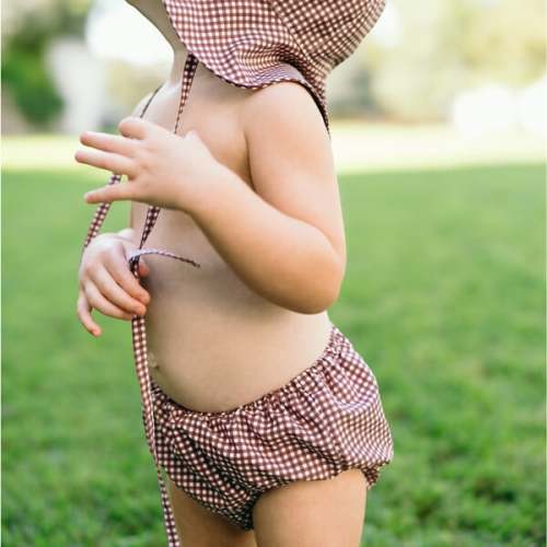 baby cocoa gingham diaper cover - Minnow | Maisonette