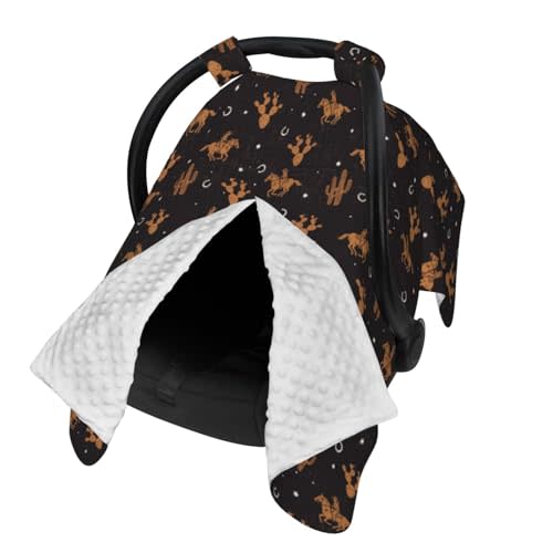 Western Baby Car Seat Canopy Cover for Infants & Toddlers, Opening with Adjustable Strap, Nursing Cover & Stroller Blanket, Vintage Western Baby Stuff