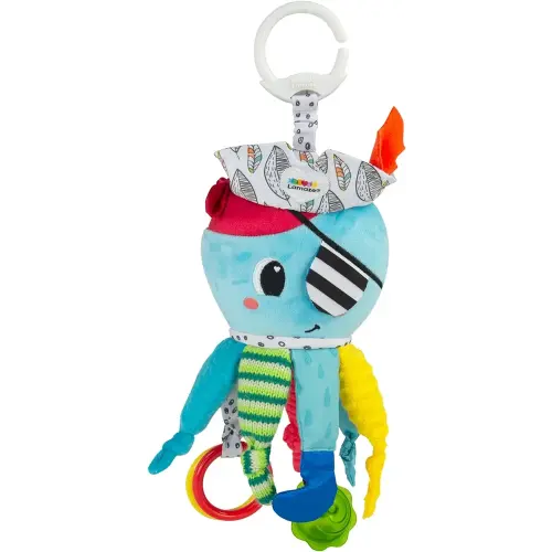 Lamaze Clip On Car Seat and Stroller Toy - Captain Calamari - Crinkle Car Seat Toys and Stroller Toys - Sensory Toys for Babies - Travel Toys for Car - Infant Toys Ages 0 Months and Up