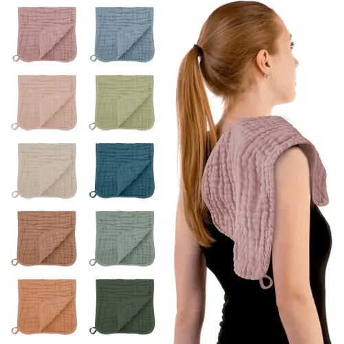 HIPHOP PANDA Muslin Burp Cloths, 10 Pack - Large 20" X10" - Ultra Absorbent and Soft 100% Cotton Baby Essentials Drool Rags and Messes for Newborn - ​Colorful Designs for Boy Girl, Multicolor