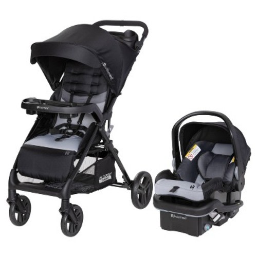 Baby Trend Passport Bassinet Travel System with EZ-Lift PLUS Car Seat - Dash Black: Canopy, Snack Tray, 5-Point Harness, Storage Area