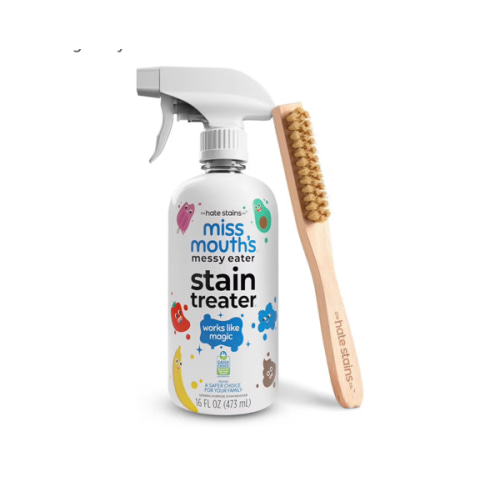 Amazon.com: Miss Mouth's Messy Eater Stain Treater 16oz Spray & Laundry Brush - Gentle Scrub for Spot Cleaning, Pre-Treating Baby Clothes & Delicates : Health & Household