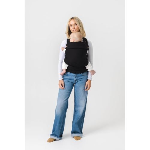 Mabē Monarch Ergonomic Baby Carrier – Premium Cotton Soft Structured Newborn to Toddler Carrier with Hip-Healthy Design, 3 Carry Positions (7-35lbs), Lightweight & Breathable, (Ebony)