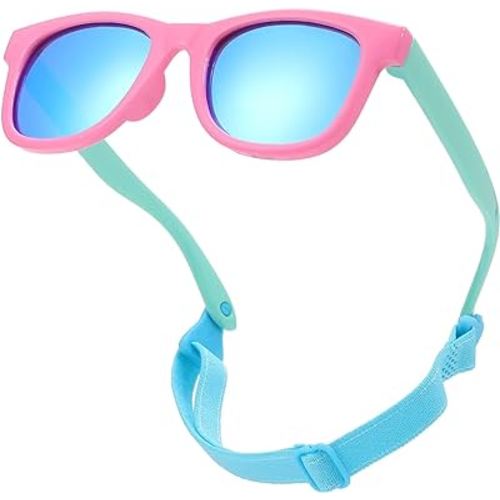 COASION Bendable Flexible Polarized Newborn Baby Sunglasses with Strap for Infant Boys Girls Age 0-12 Months CA8042
