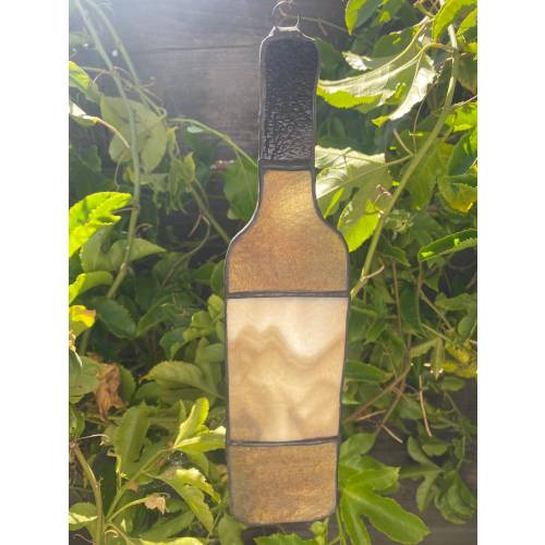 Stained Glass Champagne Wine Bottle Suncatcher
