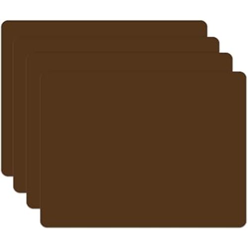 Silicone Placemats, Food-Grade Non-Slip Waterproof, Dining, Stain Resistant, Countertop Protector, Kitchen Counter Mat, Heat Resistant, Baking mat Dishwasher Safe (15.7x11.8Inch-4pack, Coffee)