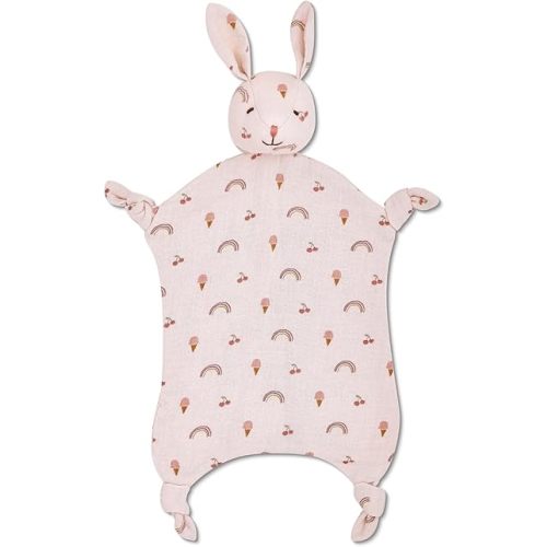 Apple Park Kids Lovey | Non-Toxic, Hypoallergenic, 100% Organic Muslin for 0m+ | Security Blanket (Rainbows & Ice Cream)