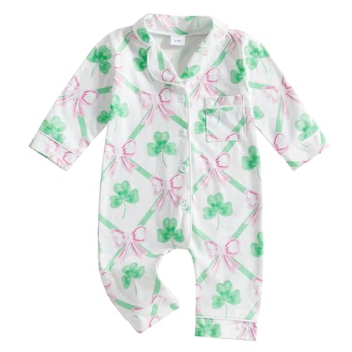 Balaflyie Baby Girl Button Down Pajamas Romper One-Piece Jumpsuit Long Sleeve Sleeper Infant Sleepwear