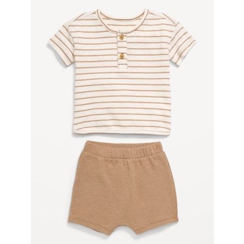 Jacquard-Knit Henley Shirt and Shorts Set Size 3-6 M