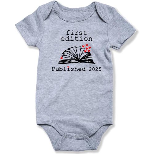 hrcfbk Newborn Infant Baby Boys Girls Bodysuit Short Sleeve Funny Letters Print Romper Reveal Pregnancy Announcement Clothes