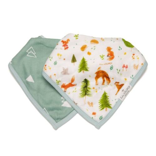 Loulou Lollipop Muslin Bandana Bib Set - Forest Friends - 2ct