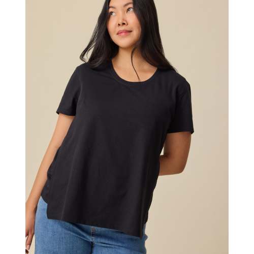 Relaxed Cotton Maternity & Nursing T-shirt | White & Black Stripe – Kindred Bravely