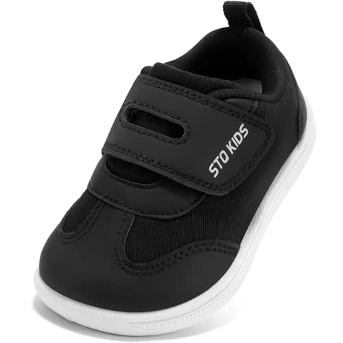 STQ KIDS Toddler Wide Toe Box Shoes Boys Girls Barefoot Sneakers | High Instep Friendly, Zero Drop, Non-Slip, Hook-and-Loop, Lightweight, Comfortable, Breathable, First Walker, Outdoor Play