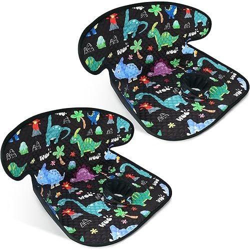 COOLBEBE Car Seat Protector for Potty Training, 2 Pack Dry Waterproof Car Seat Liner Toilet Training for Baby Infant Toddler, Piddle Pads Cover Pad for Strollers & Carseat (Dinosaur,2PC)