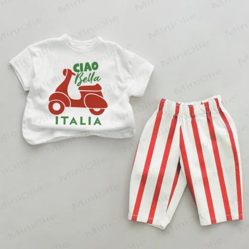 CIAO BELLA ITALIA Baby 2-Piece Red Striped Set