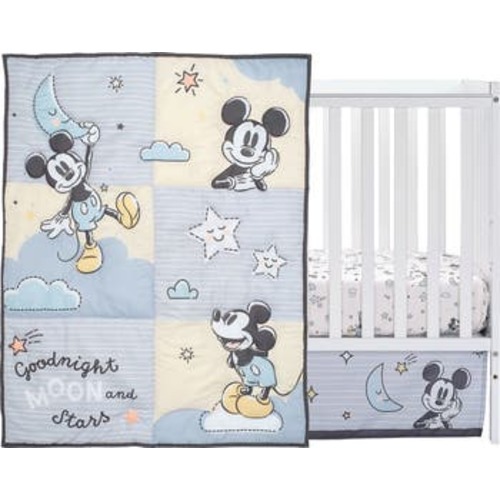 Disney Baby Moonlight Mickey Mouse 3-Piece Nursery Crib Bedding Set