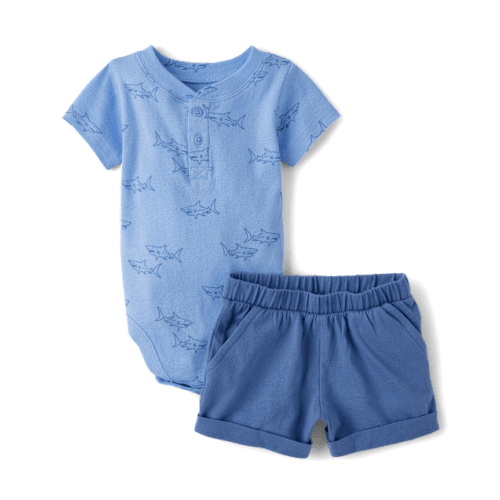 Baby Boys Shark 2-Piece Playwear Set - Blue