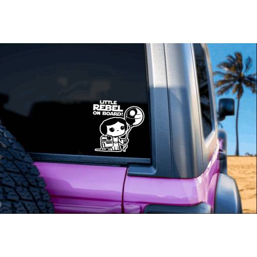 Little Rebel On Board Decal | Vehicle Sticker | Star Wars Inspired | Baby On Board | Princess Leia | Mandalorian | Car Sticker | Rebel Jedi