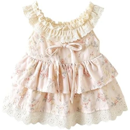 Newborn Baby Girl Floral Lace Romper Dress Vintage Boho Sleeveless Bodysuit Dress