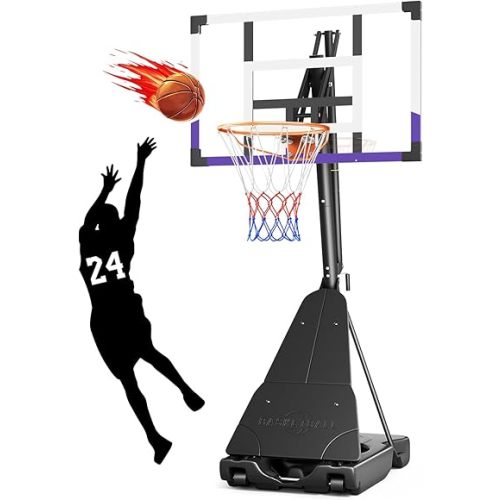 TONBUX Basketball Hoop Outdoor 44/48/54 Inch PC Backboard, 10FT Adjustable Basketball Goal, Portable Basketball Hoop for Kids/Teens/Adults in Backyard, Driveway and Indoor