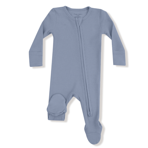 Blue Blizzard Waffle Zipper Footie
