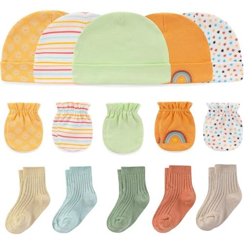 Baby Hats Mittens and Socks Set Cotton Newborn Hat Beanie Soft Infant Girls Boys Caps Gloves 0-6 month
