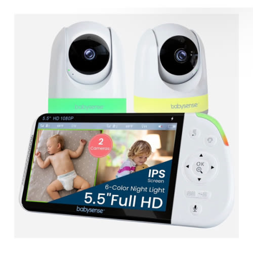 Babysense MaxView PRO: Video Baby Monitor with 2 Cameras, Non Wifi, Sp