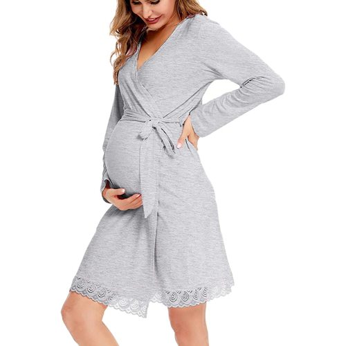 SWOMOG Women's Maternity Nursing Robe Pregnancy Hospital Breastfeeding Bathrobes 3 in 1 Labor Delivery Nightgowns