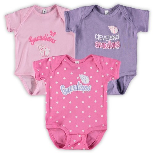 Infant Cleveland Guardians Soft as a Grape Pink/Purple 3-Pack Rookie Bodysuit Set