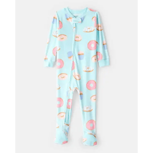 Toddler Girl Donuts DreamPlush Long-Sleeve Snug Fit 1-Piece Pajamas - Blue | Carter's