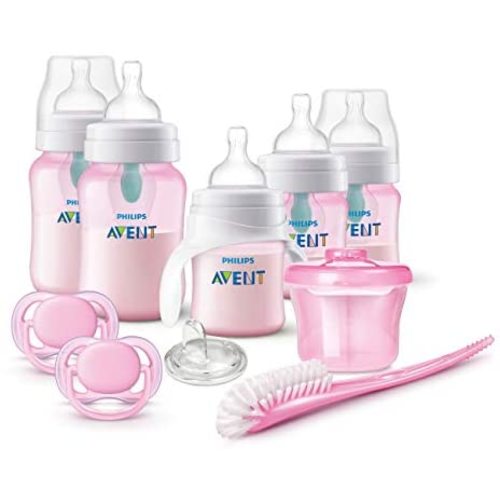Philips AVENT Anti-colic Baby Bottle with AirFree vent Beginner Gift Set Pink, SCD393/04