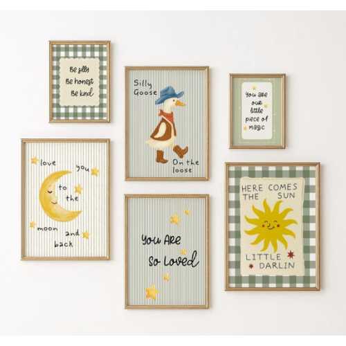 Vintage Cowboy Goose Nursery Wall Art Set of 6, Celestial Nursery Art, Sun Moon Stars Decor, Inspirational Positive Illustrations, Digital - Etsy