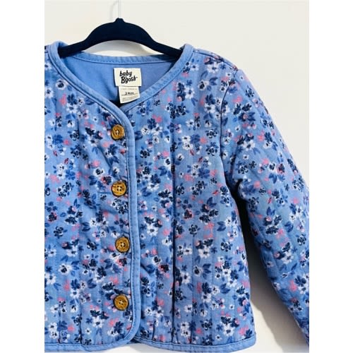Oshgosh Baby B’gosh Floral Quilted Jacket Blue Button Front Lightweight Coat