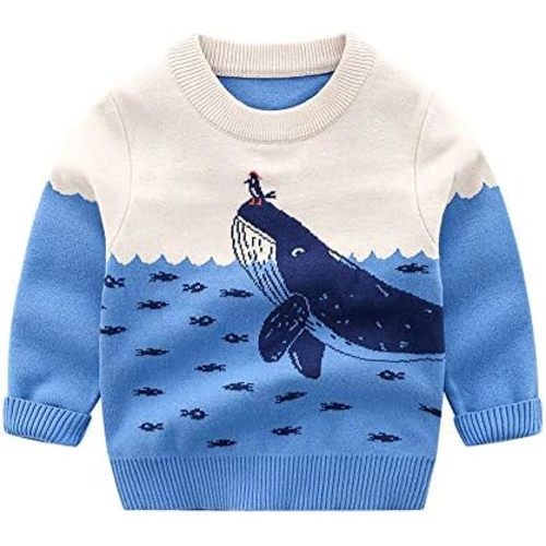 HUAER& Baby Boys Girls Knit Sweater Unisex Cotton Cartoon Animal Pullover Sweatshirt