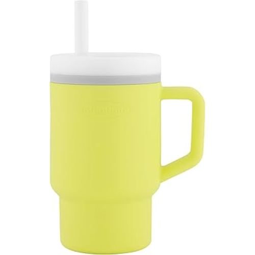 Infantino My 1st Tumbler, Silicone Sippy Cup with Straw & Handle, Spill-Resistant Baby Cup for On-the-Go, BPA-Free Transition Bottle, Citrus