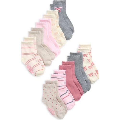 Bows Assorted 10-Pack Crew Socks, 12-24M