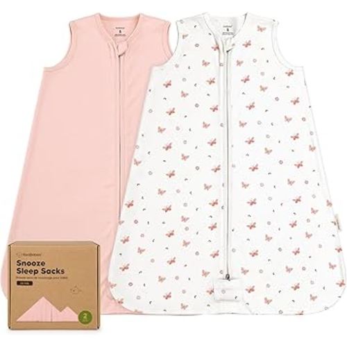 2-Pack Baby Sleep Sacks, Zipper Wearable Blanket-0.5TOG Organic Cotton,Lightweight,Soft Cozy Infant Sleeping Sack 3-6 months,Easy to Wear Small Newborn Transition Swaddles Sleepsacks(Butterflies, S)