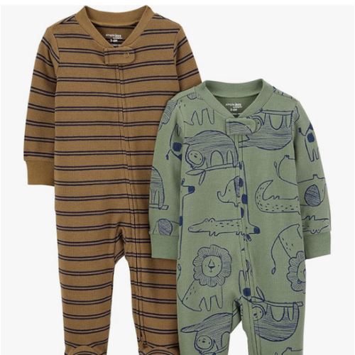 Simple Joys by Carter's unisex-baby 2-way Zip Thermal Footed Sleep and Play, Pack of 2