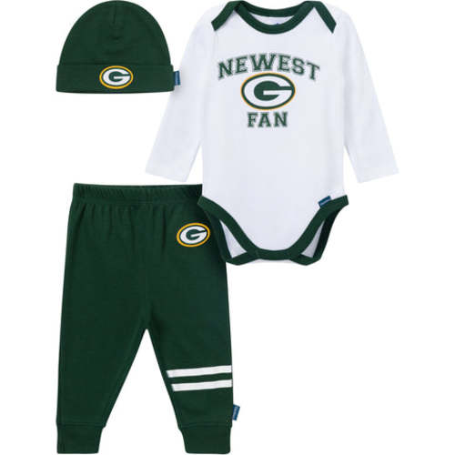 3-Piece Baby Boys Green Bay Packers Bodysuit, Active Pant and Cap Set
